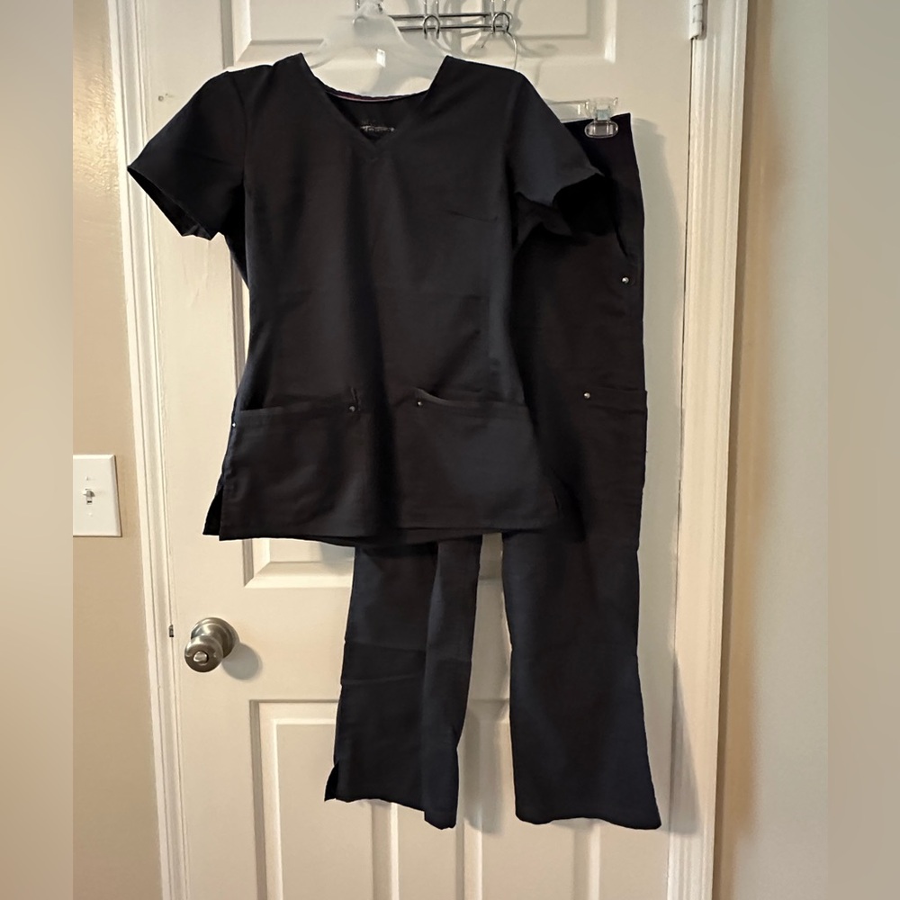 Healing Hands Purple Label Yoga Charcoal Grey Scrub Set